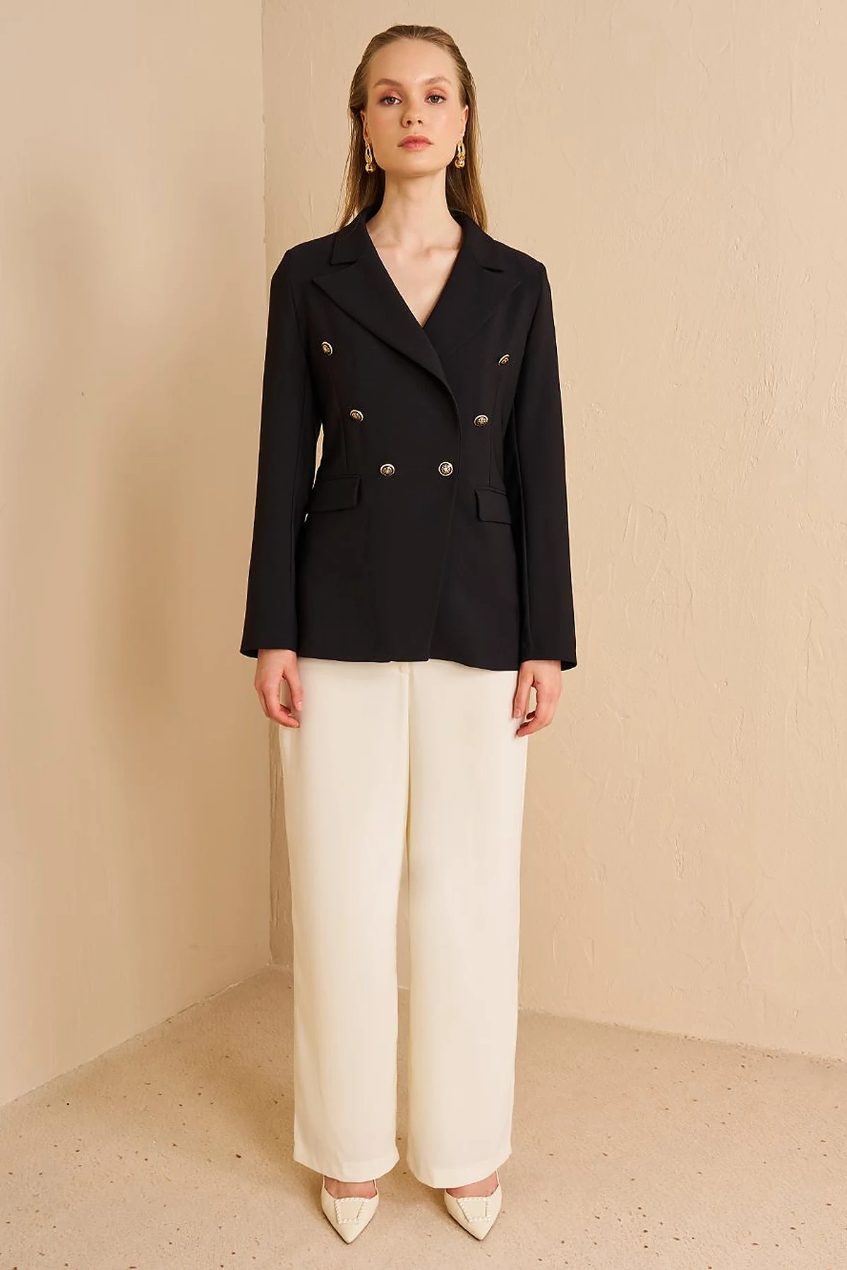 Buttoned Blazer Jacket Black