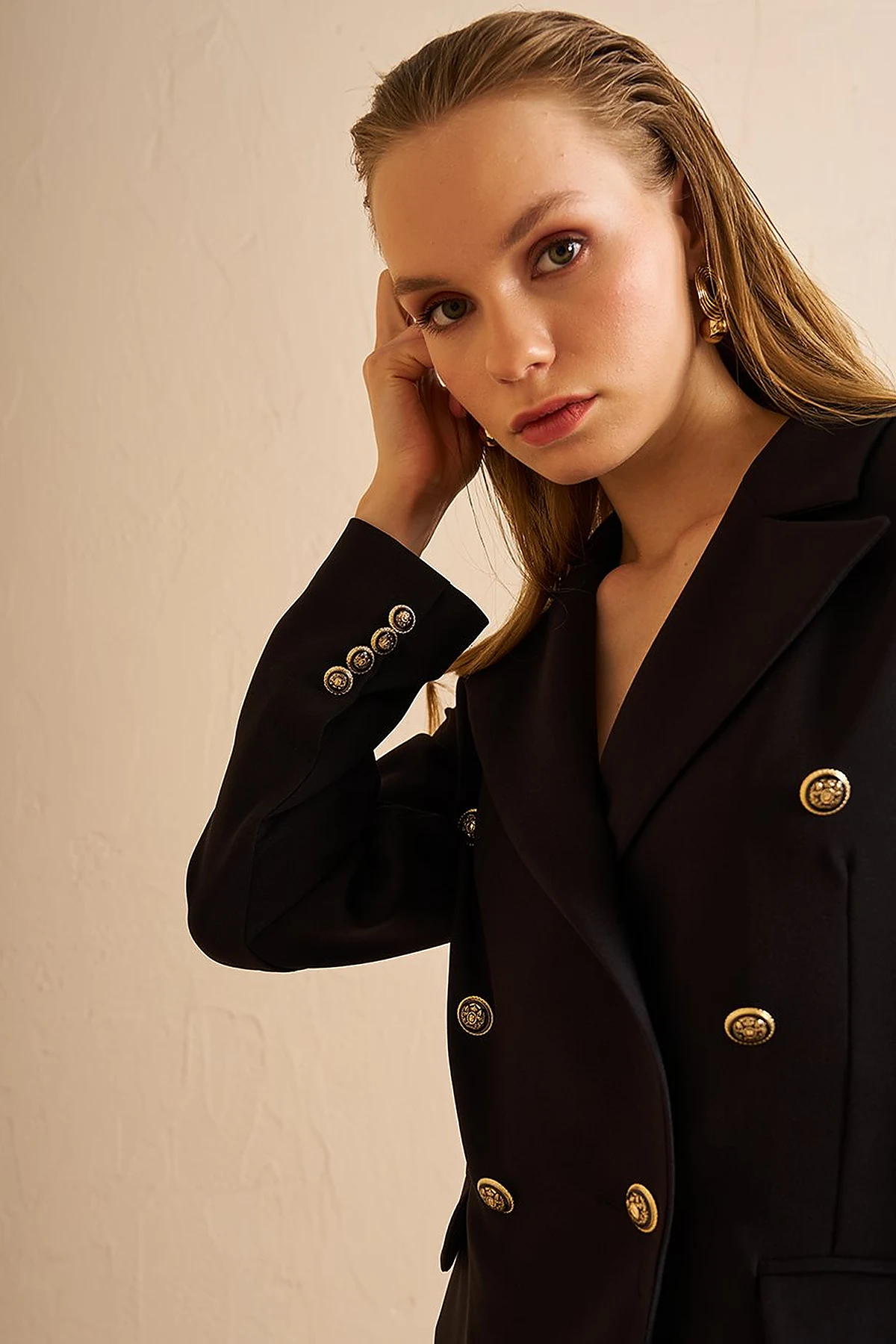 Buttoned Blazer Jacket Black
