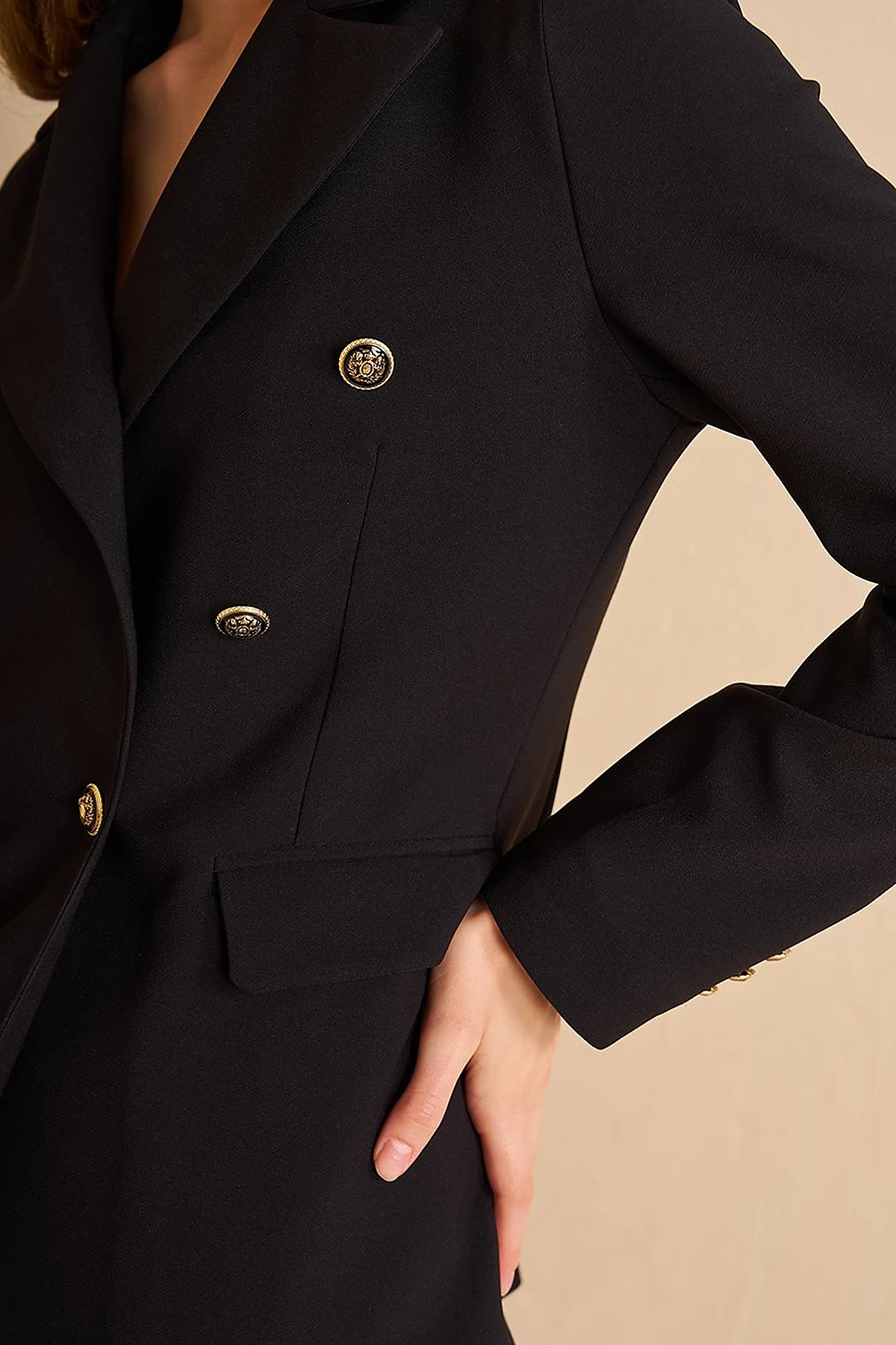 Buttoned Blazer Jacket Black