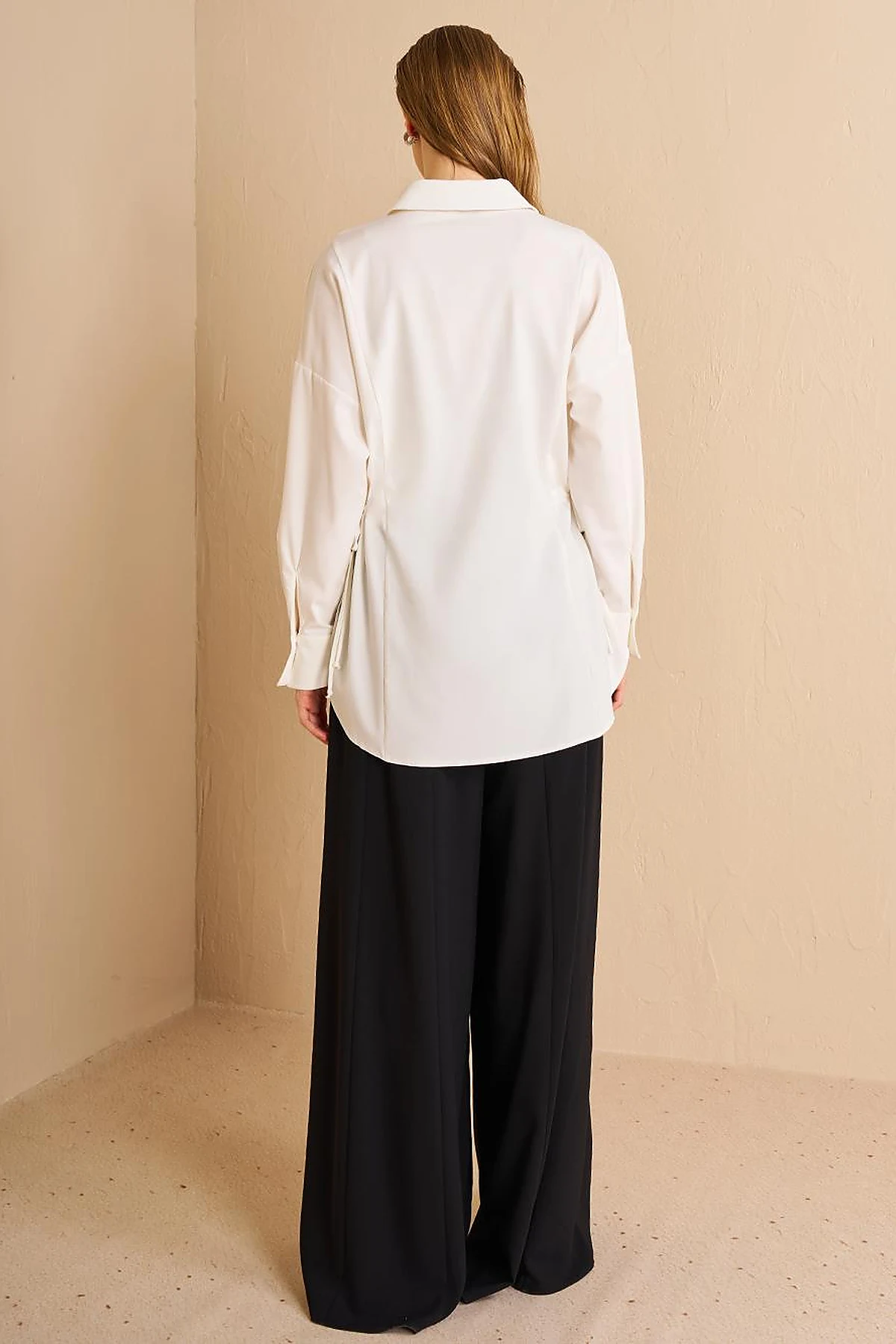Embroidered Waist Gathered Tunic Ecru