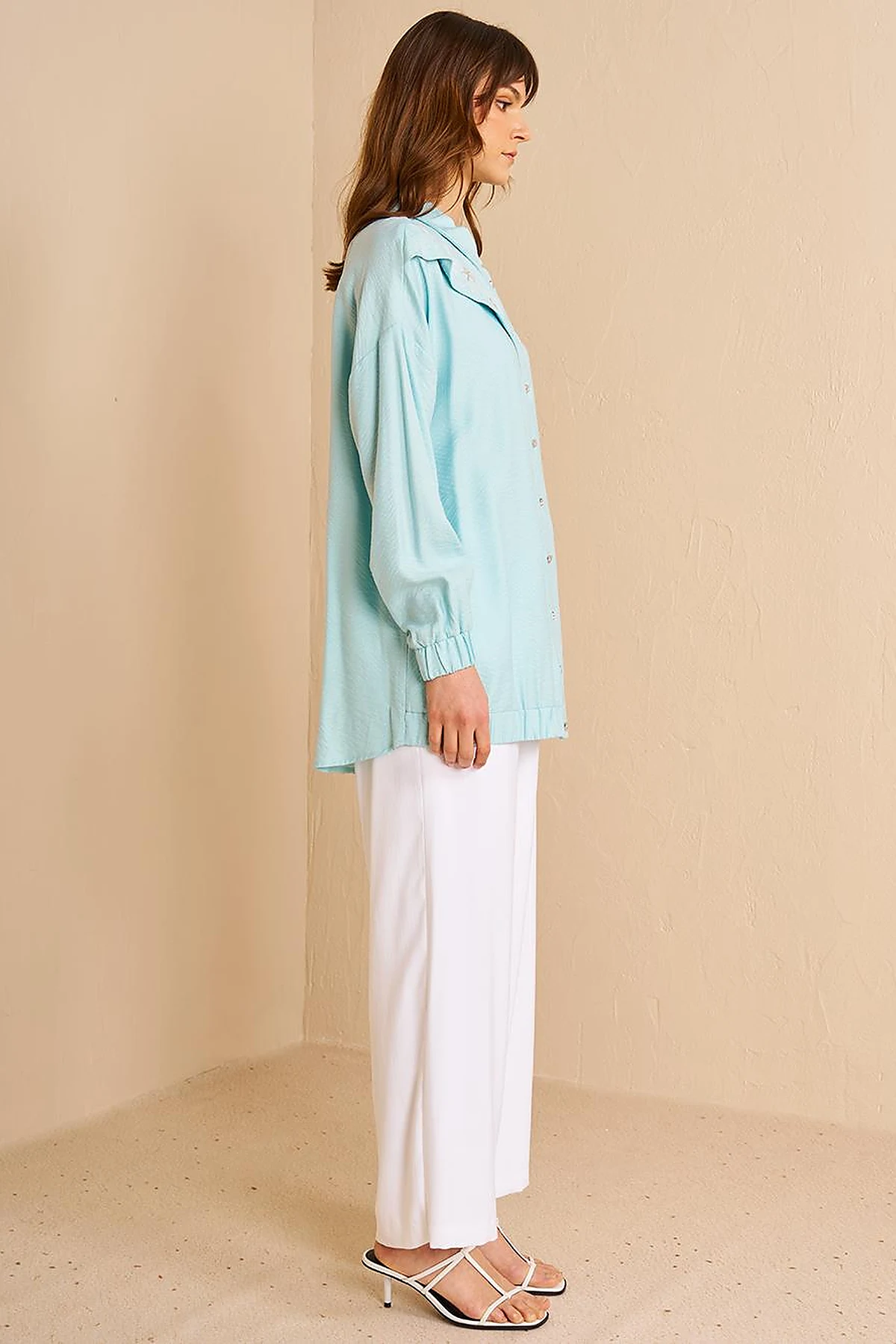 Embroidered Viscose Tunic Nile Green