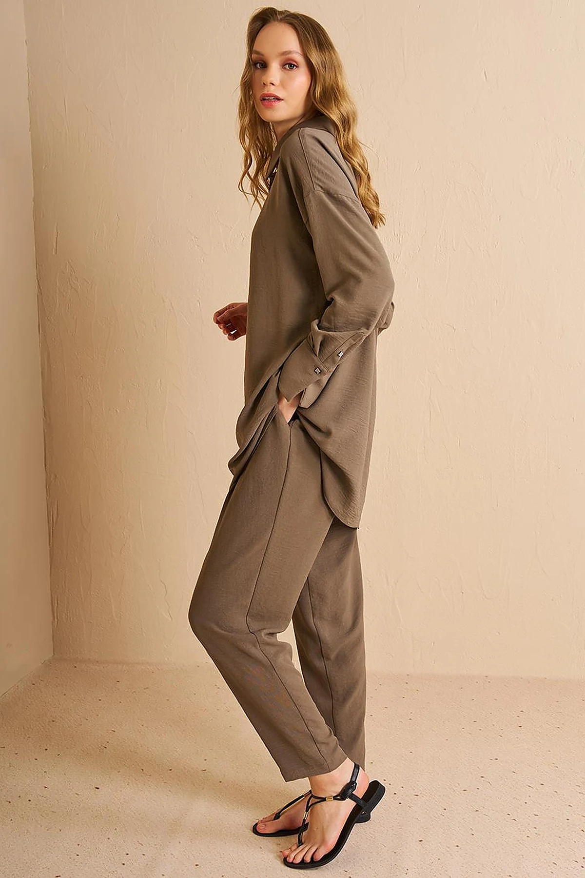Stripe Detailed Two Piece Suit Cactus