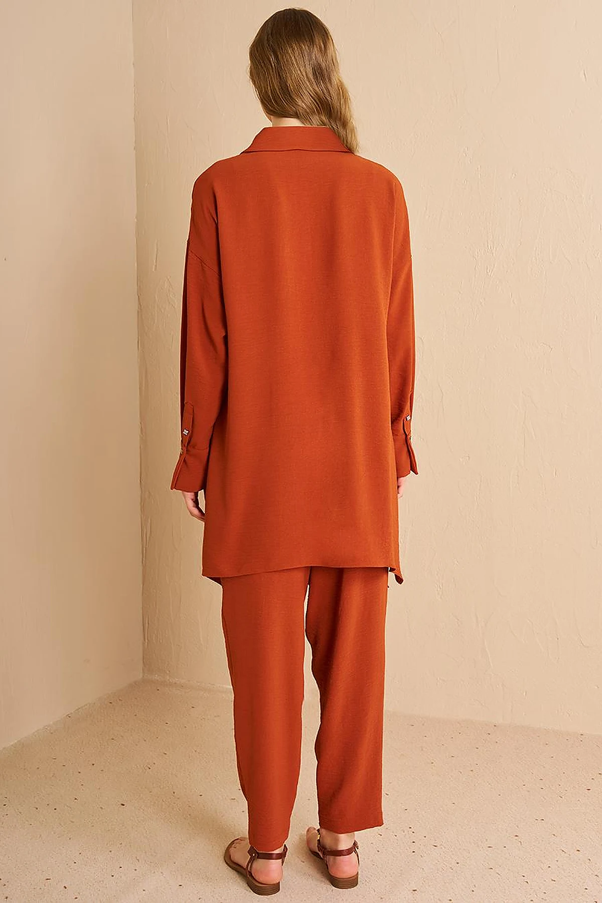 Stripe Detailed Two Piece Suit Brick