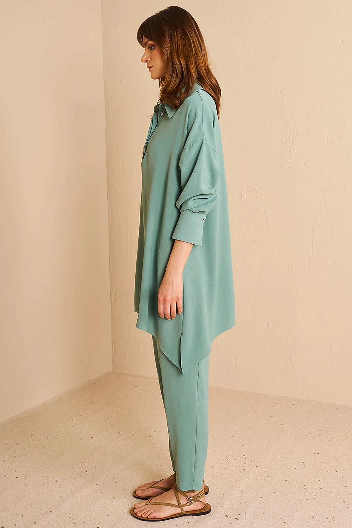 Stripe Detailed Two Piece Suit Mint