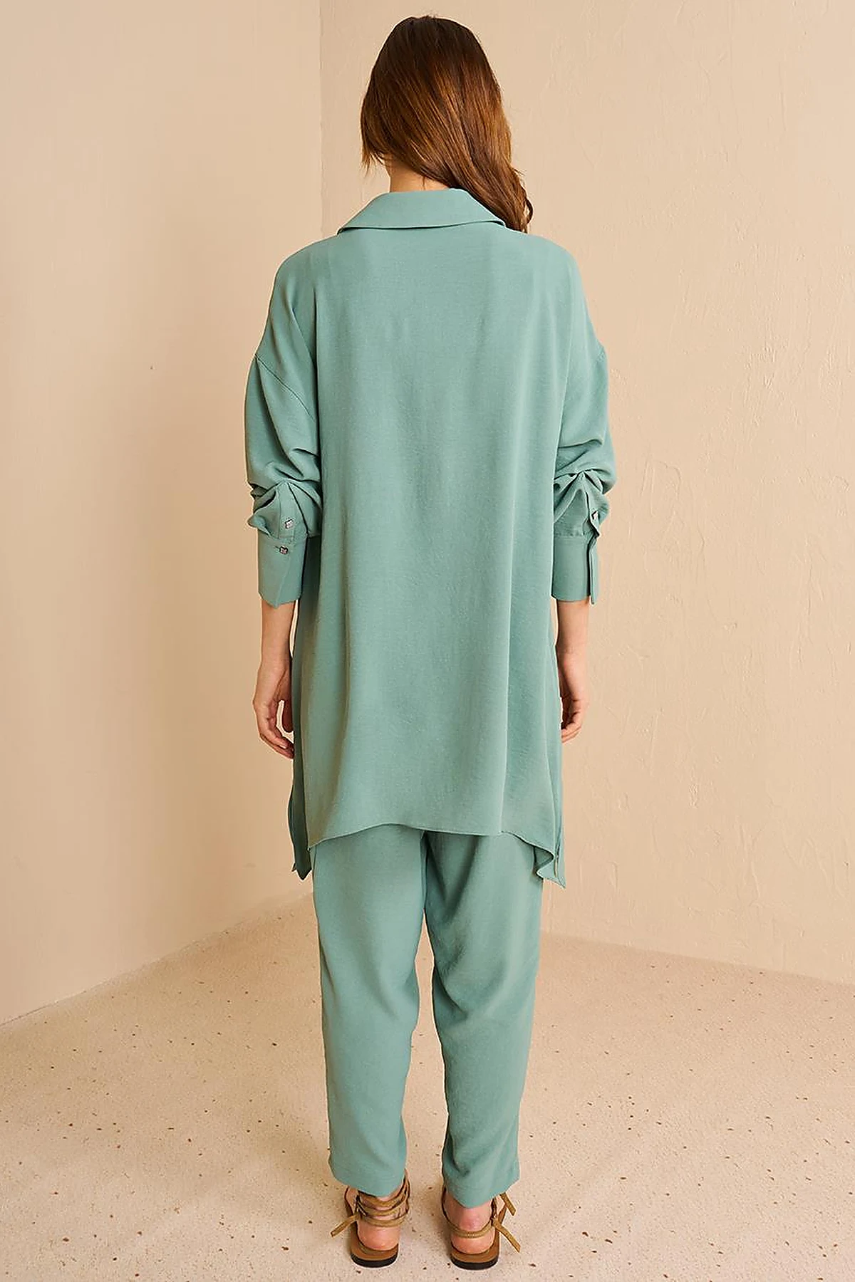 Stripe Detailed Two Piece Suit Mint