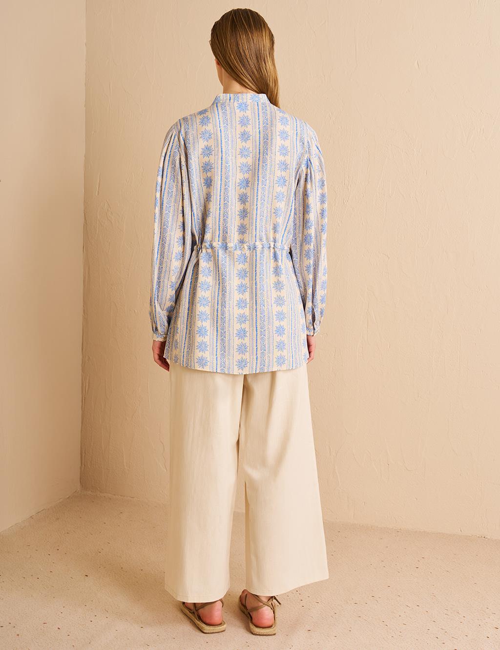 Vintage Patterned Blouse Dust Smoke