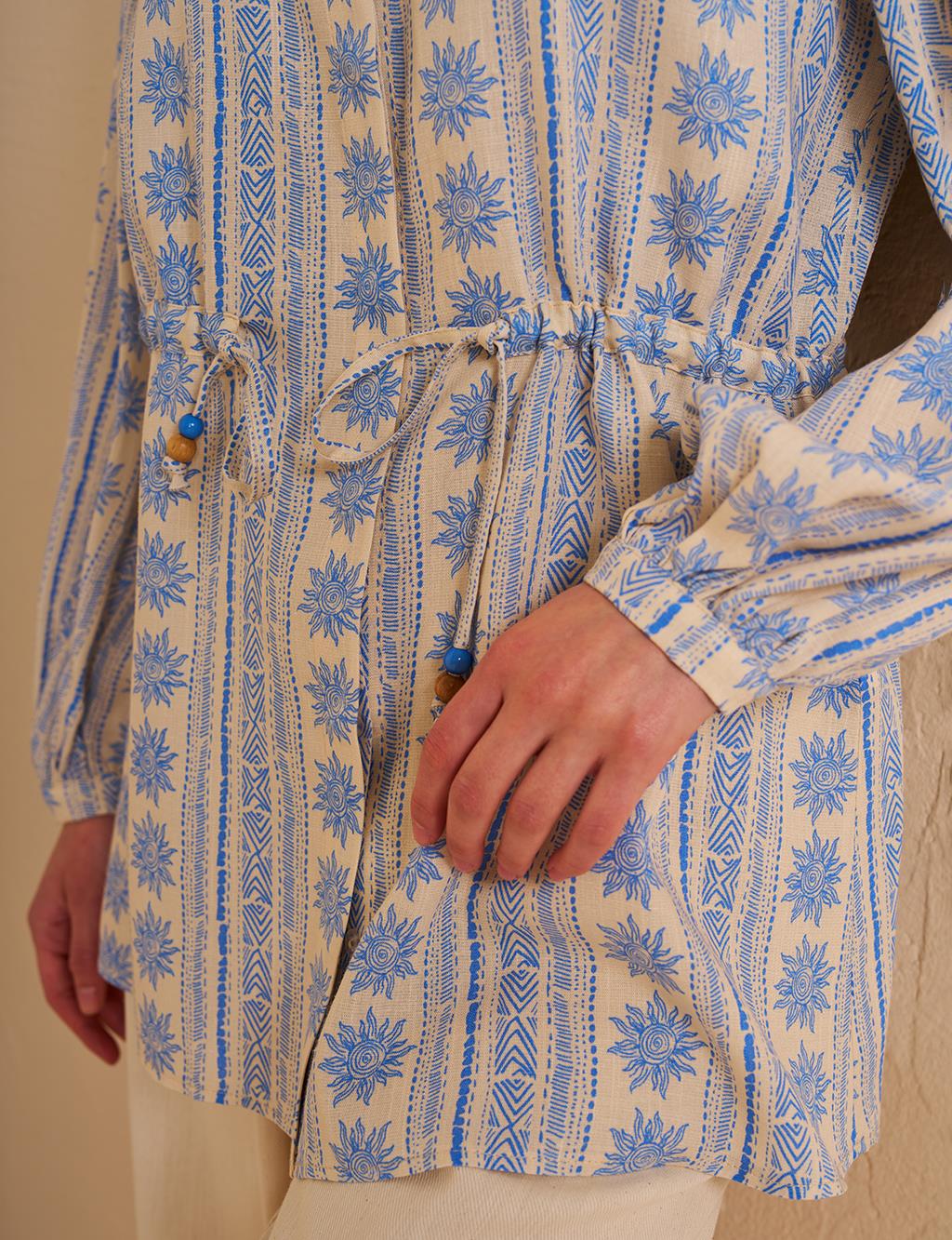 Vintage Patterned Blouse Dust Smoke