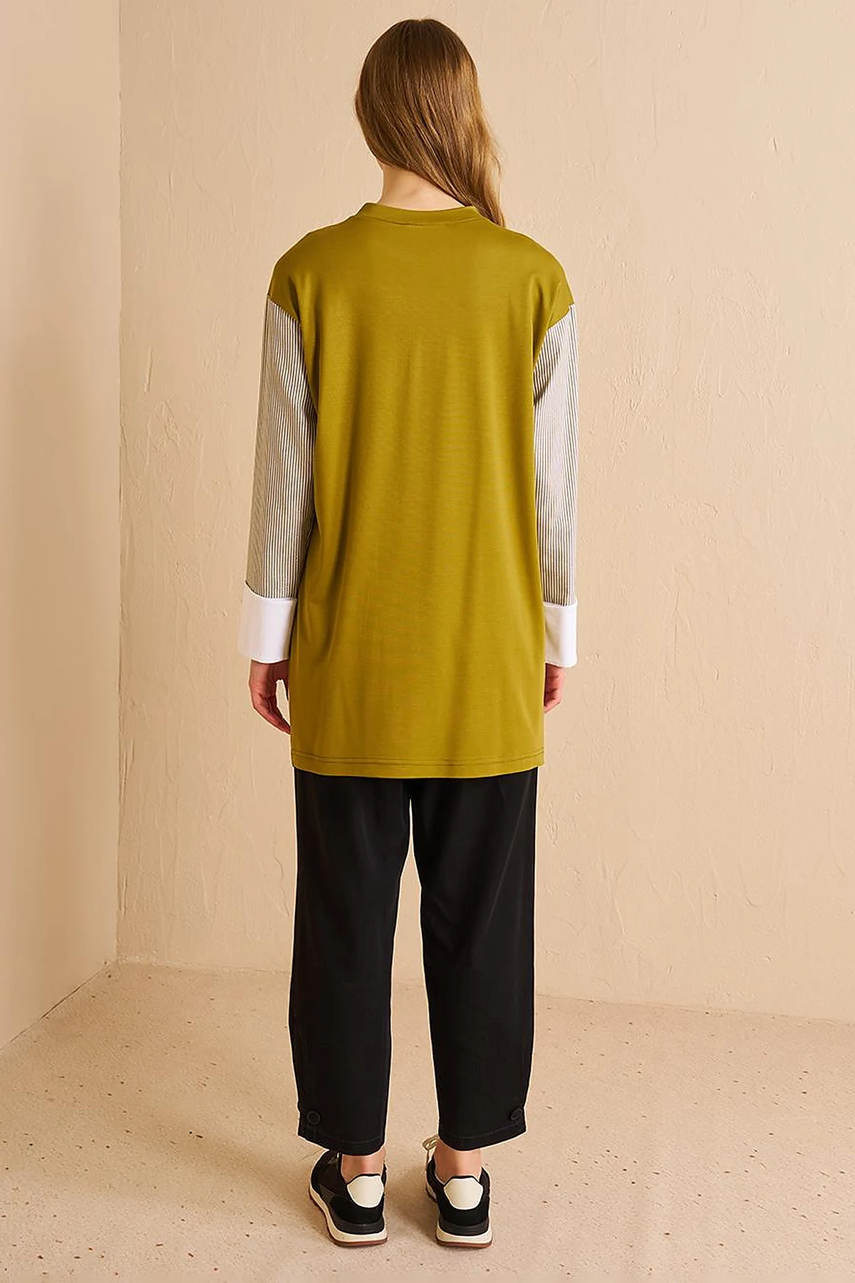 Floral Appliqué Jersey Tunic Khaki