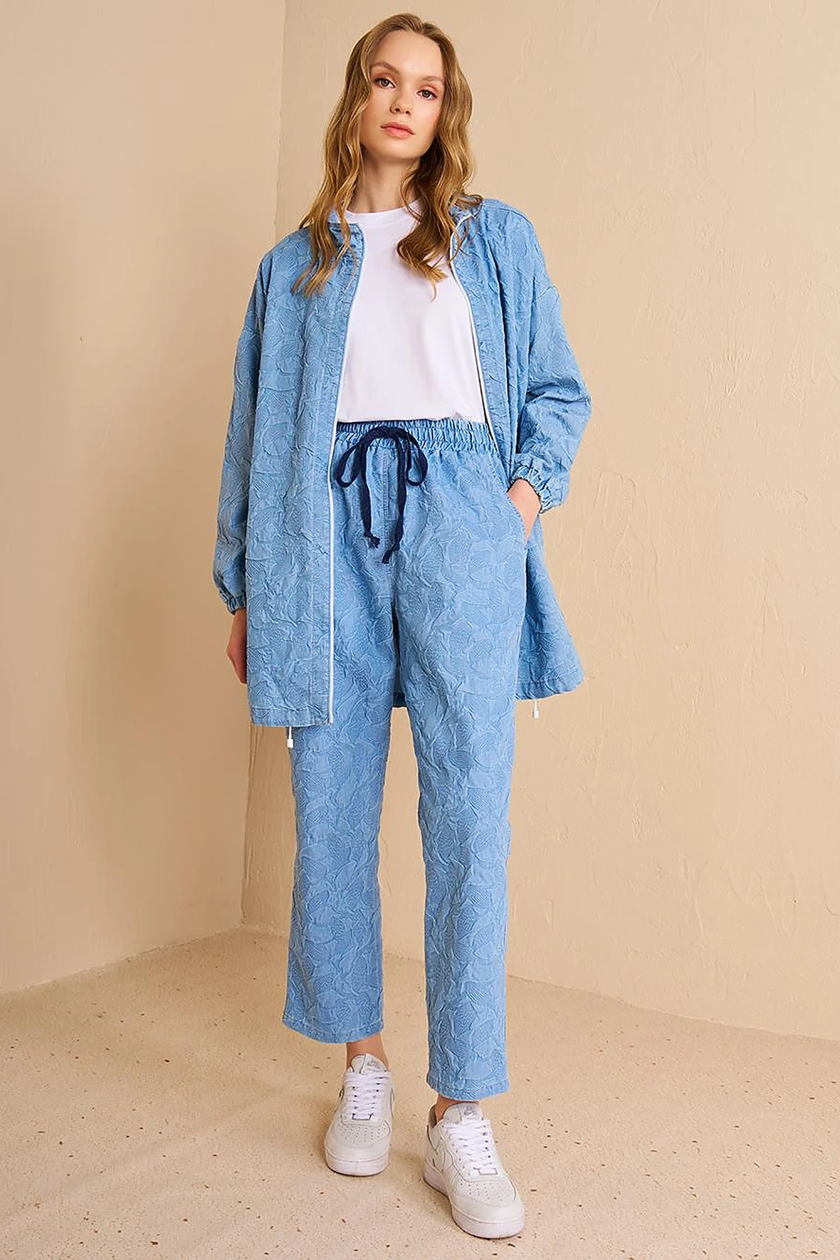 Denim-Effect Relaxed Fit Pants - Blue