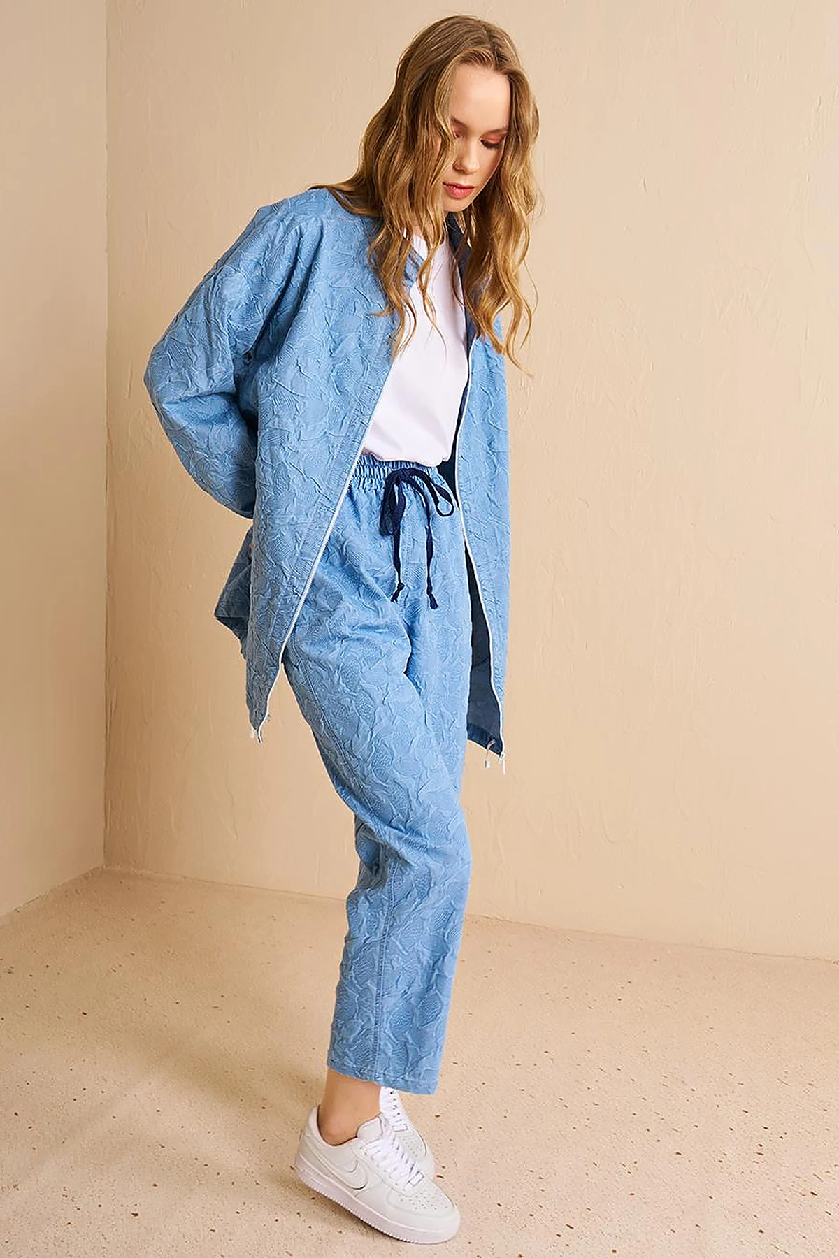 Denim-Effect Relaxed Fit Pants - Blue
