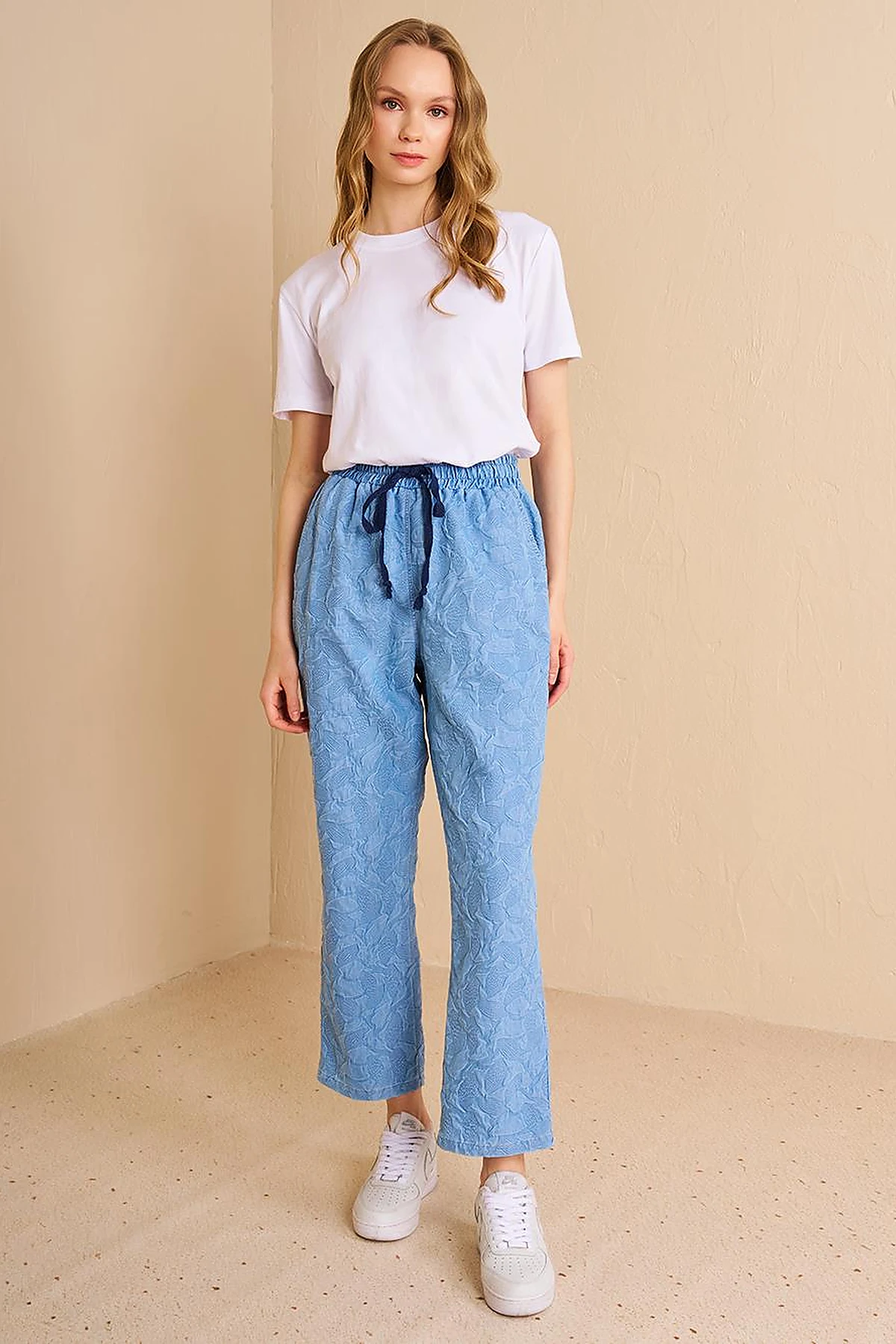Denim-Effect Relaxed Fit Pants - Blue