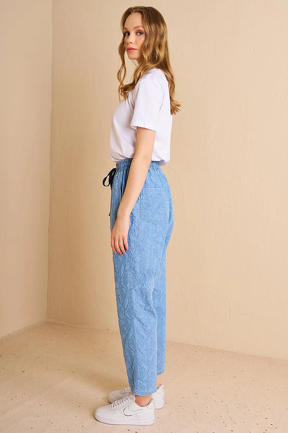 Denim-Effect Relaxed Fit Pants - Blue