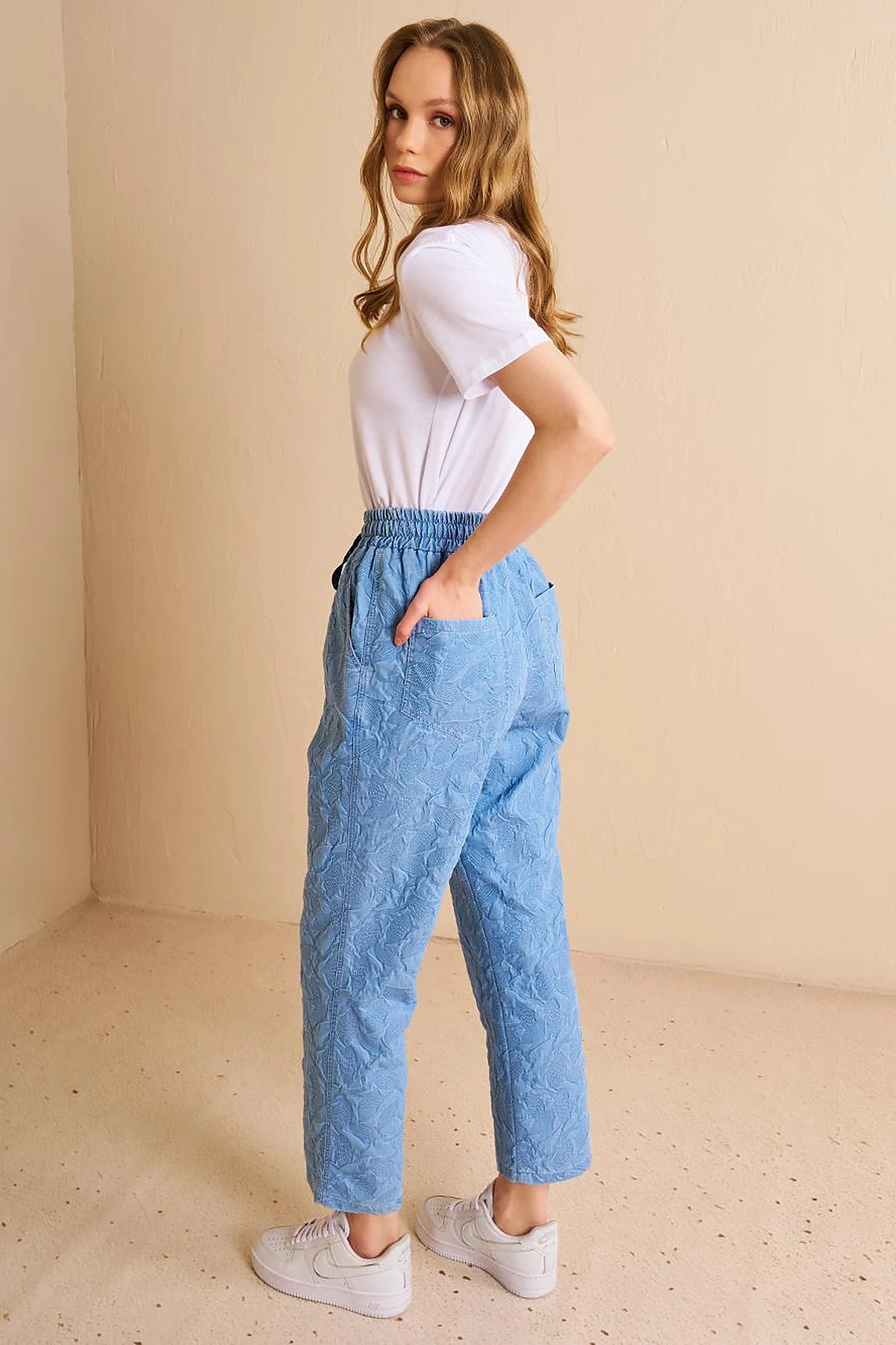 Denim-Effect Relaxed Fit Pants - Blue