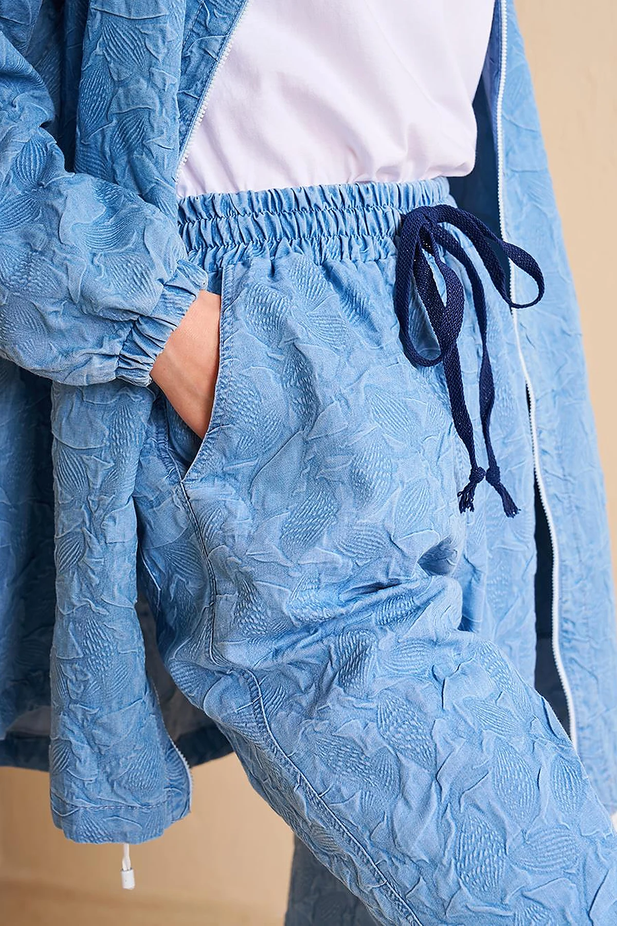 Denim-Effect Relaxed Fit Pants - Blue