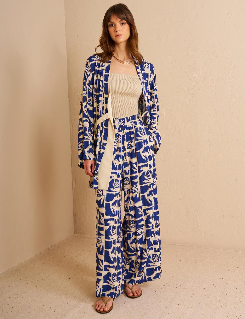 Side Tie Double Suit Indigo