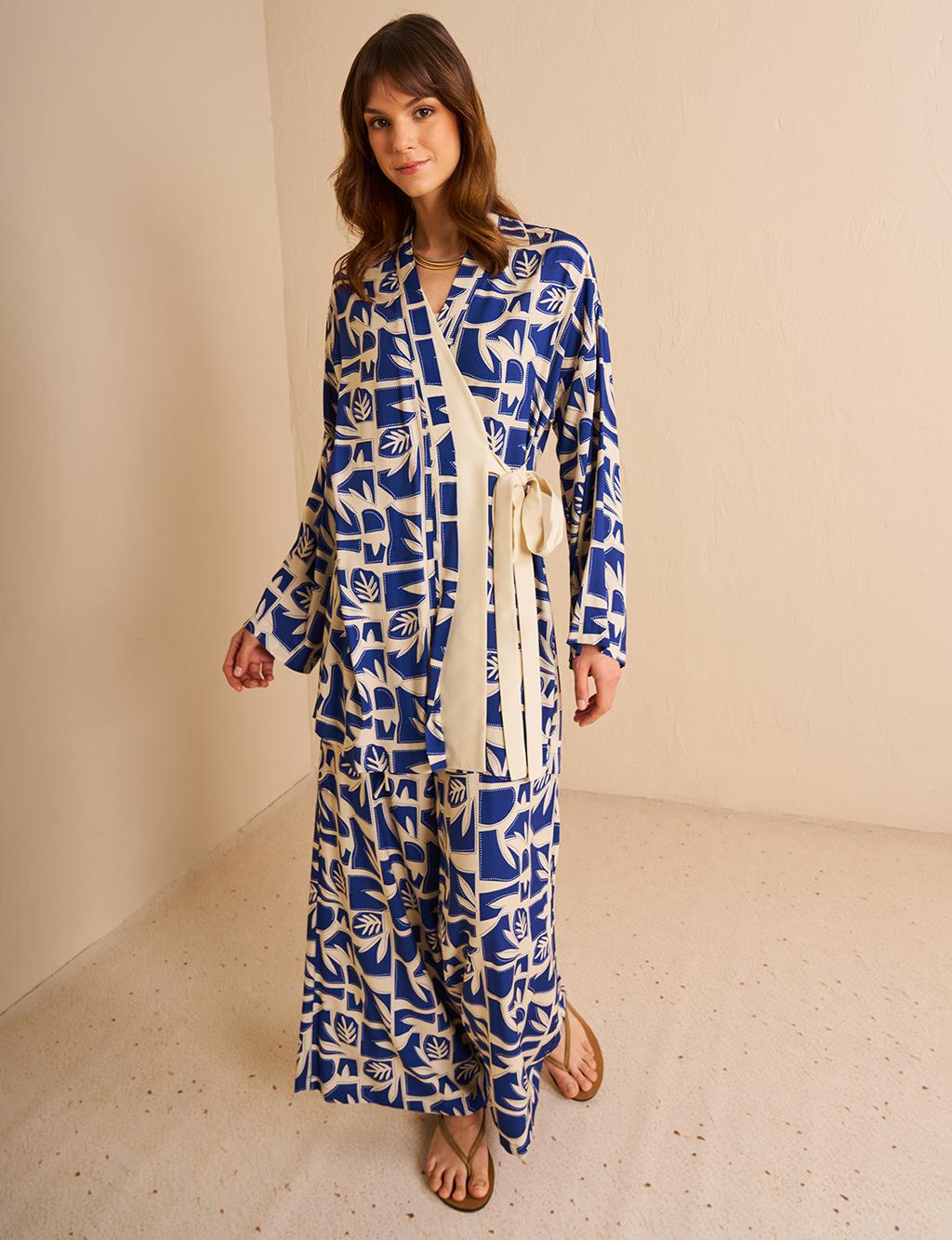 Side Tie Double Suit Indigo