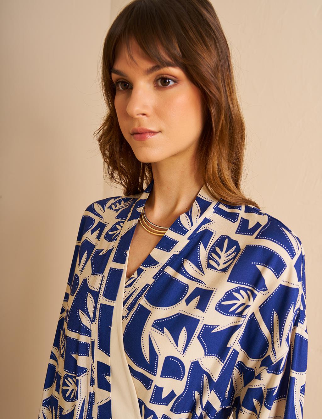 Side Tie Double Suit Indigo