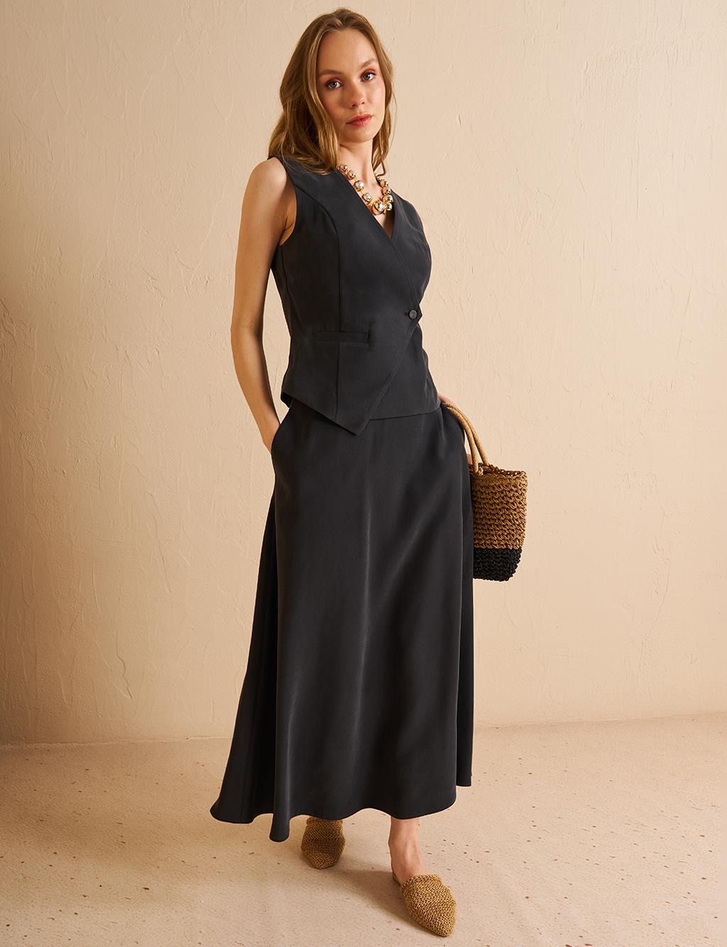 Vested Modal Suit Black