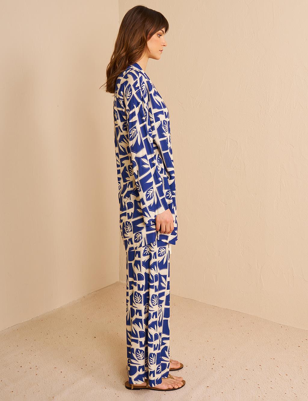 Side Tie Double Suit Indigo