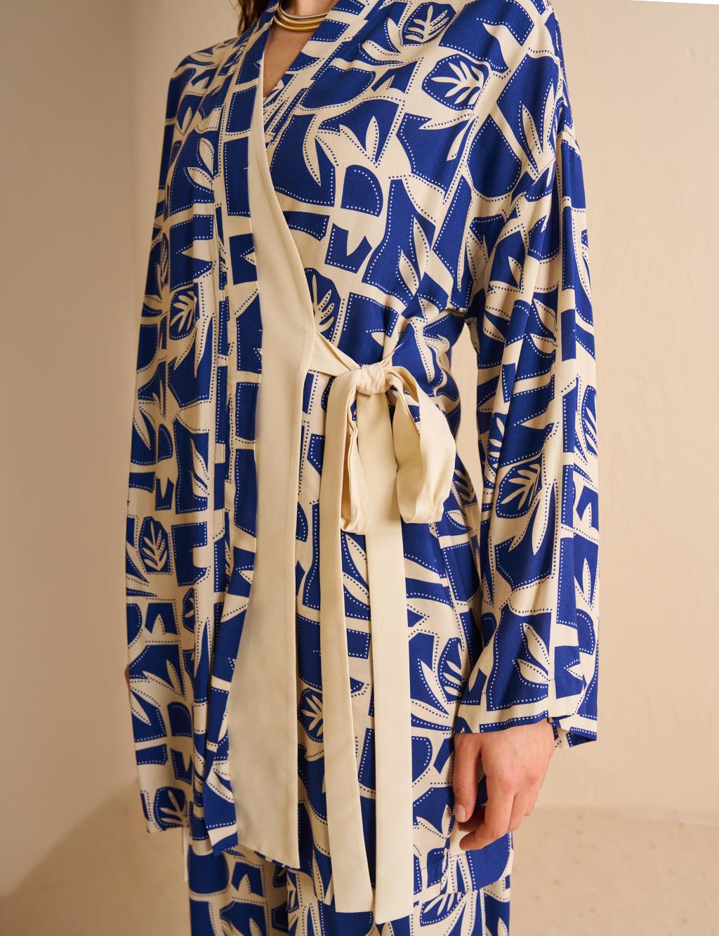 Side Tie Double Suit Indigo