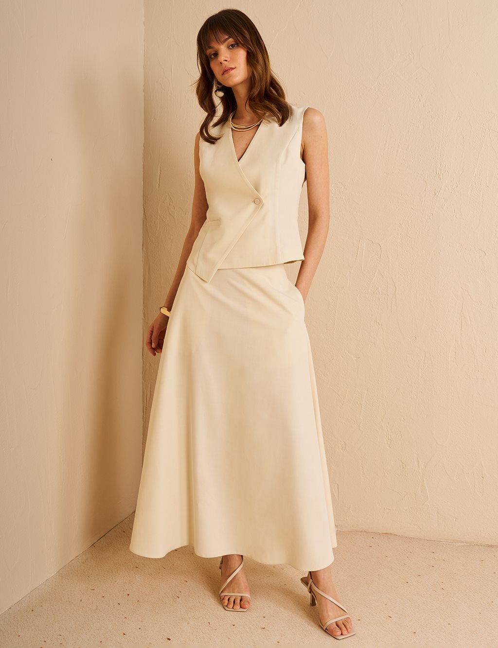 Vested Modal Suit Cream 