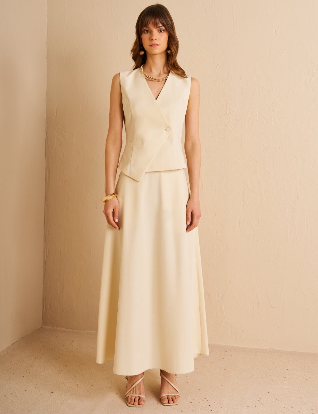 Vested Modal Suit Cream 
