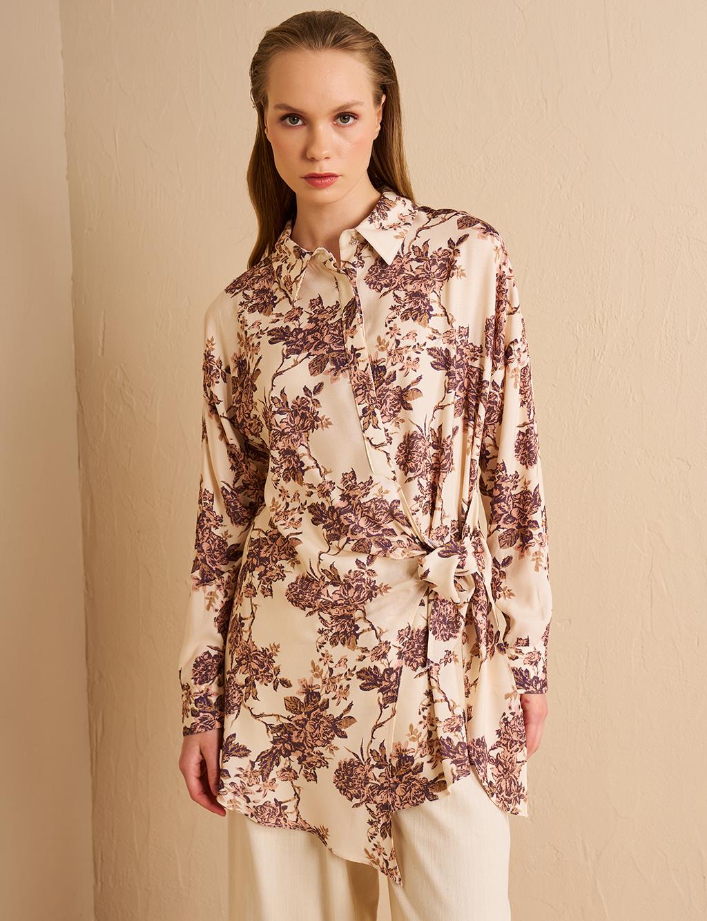 Waist-Tie Viscose Tunic Cream