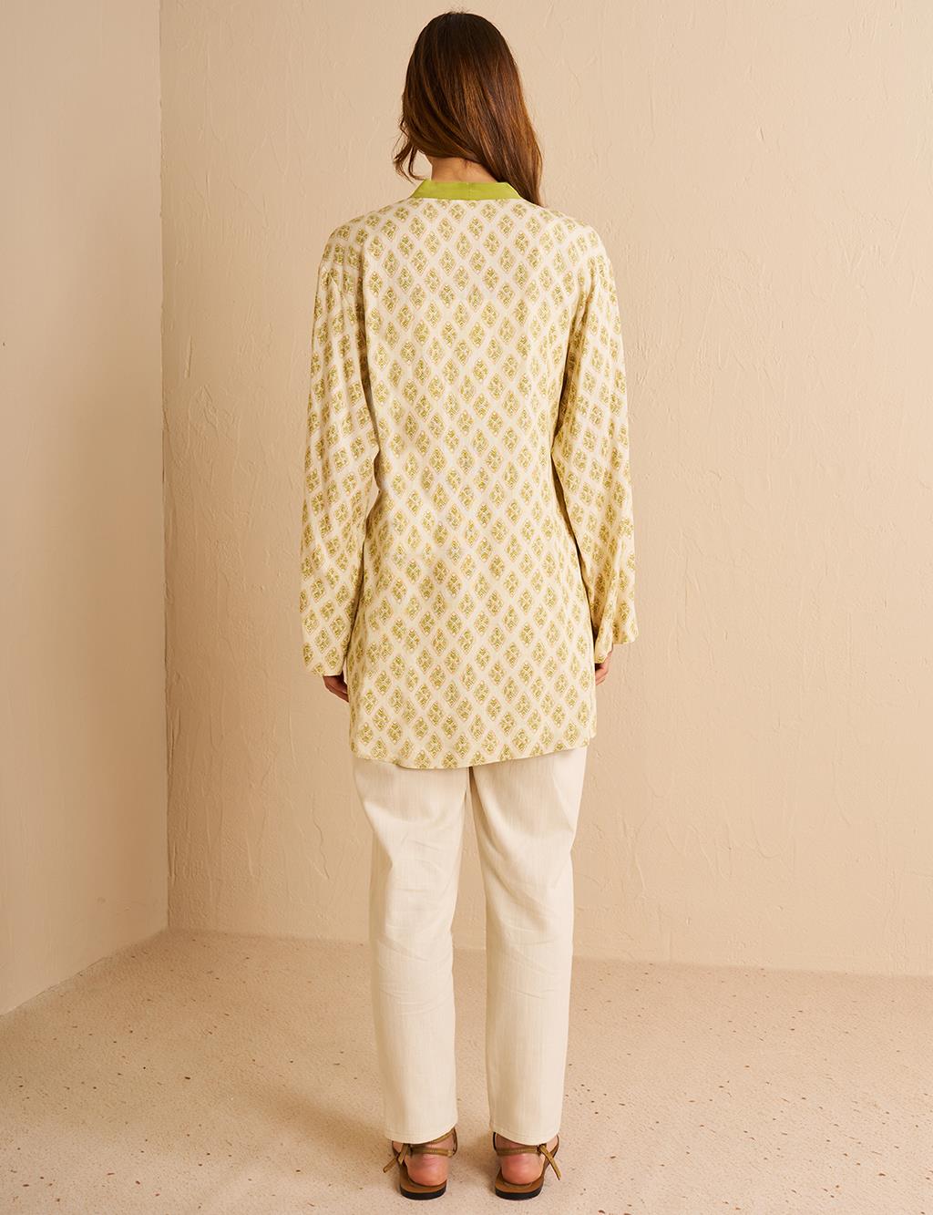 Patterned Kimono Khaki