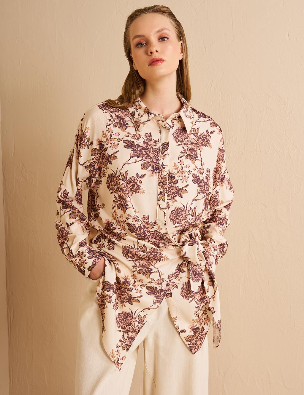 Waist-Tie Viscose Tunic Cream