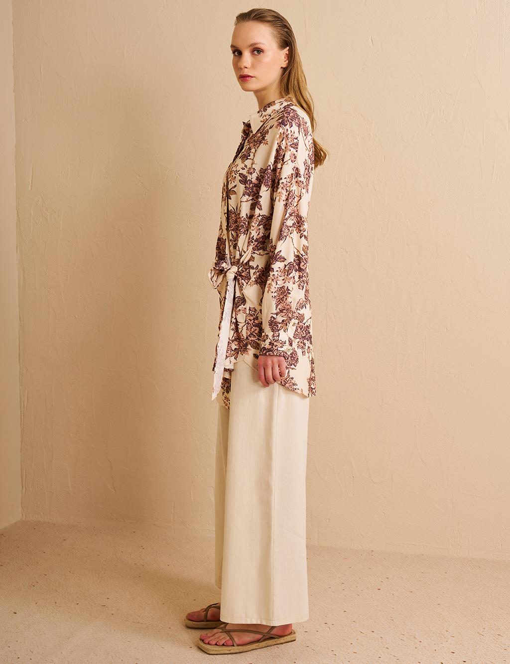 Waist-Tie Viscose Tunic Cream