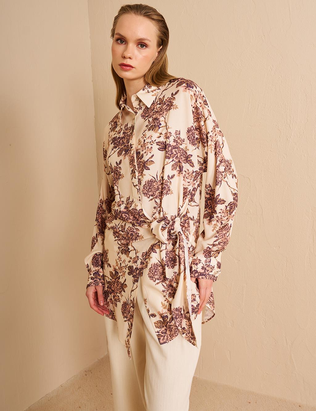 Waist-Tie Viscose Tunic Cream