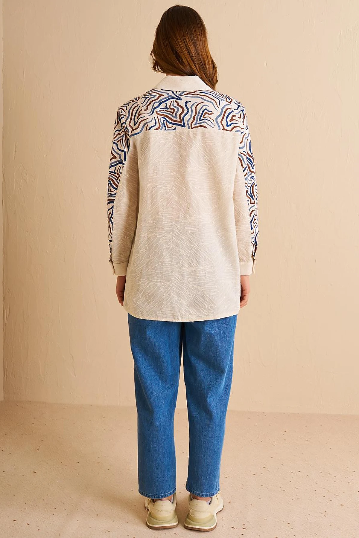 Print Detailed Cotton Tunic Cream