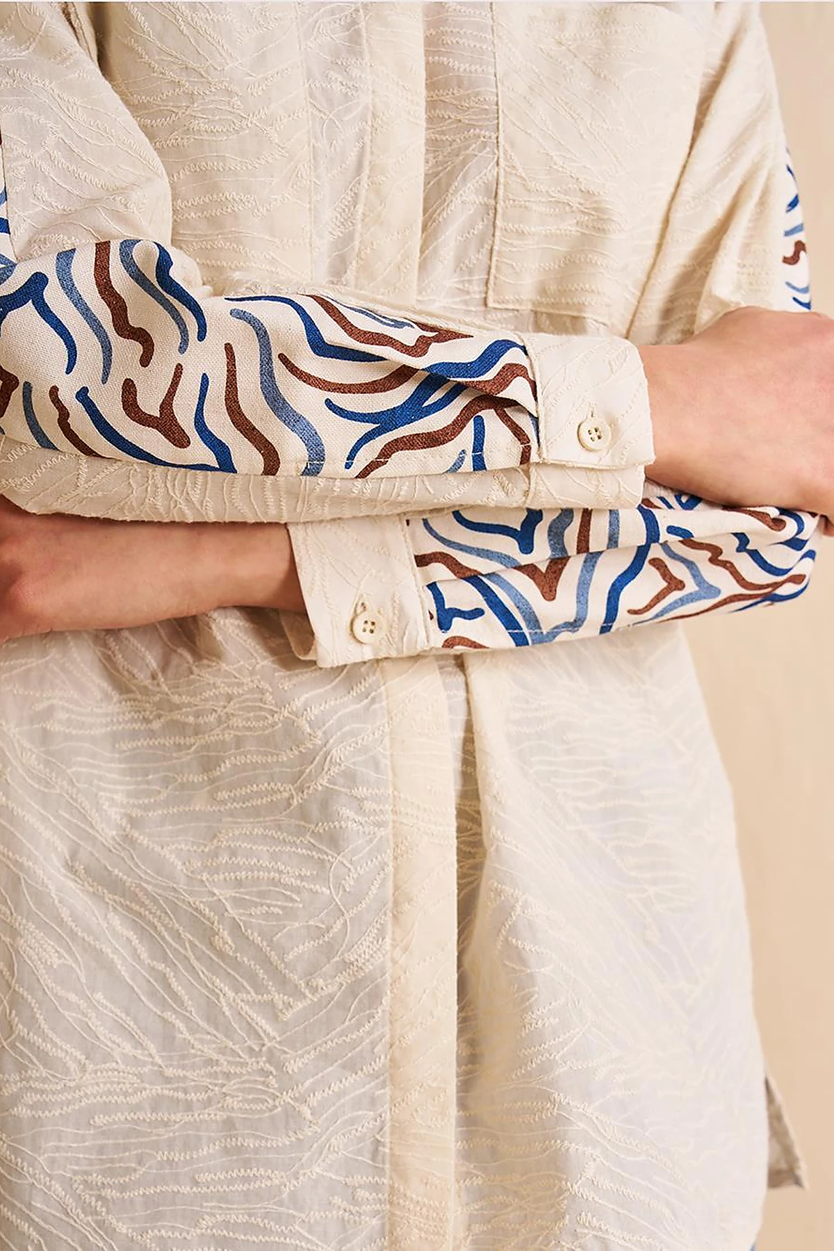 Print Detailed Cotton Tunic Cream