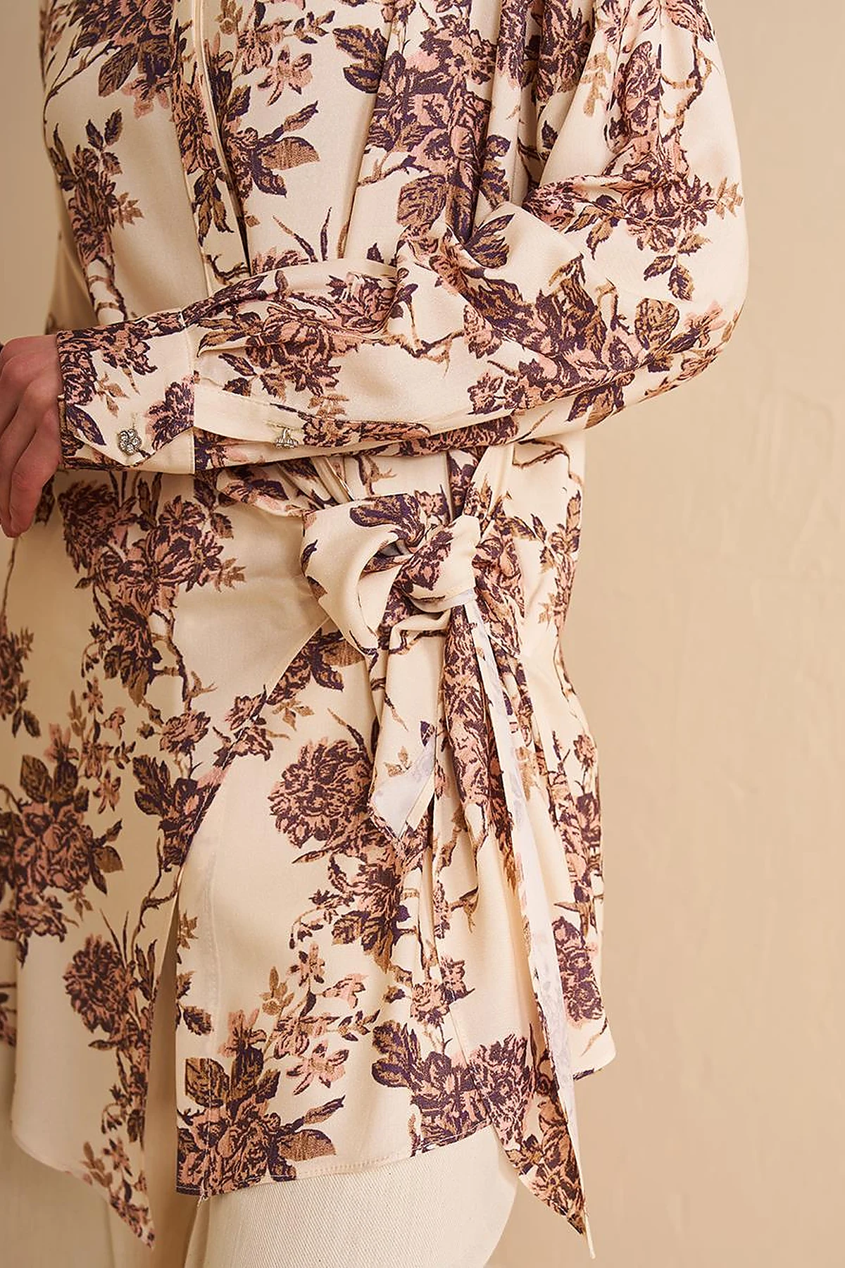 Waist-Tie Viscose Tunic Cream