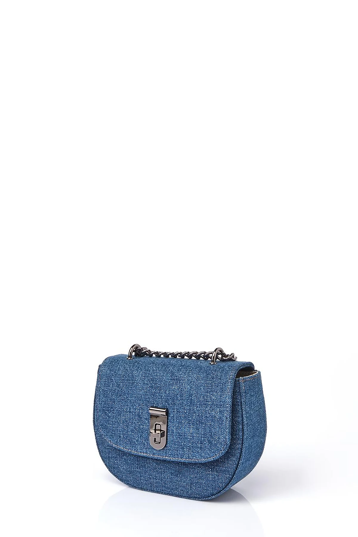 Lidded Denim Shoulder Bag Indigo