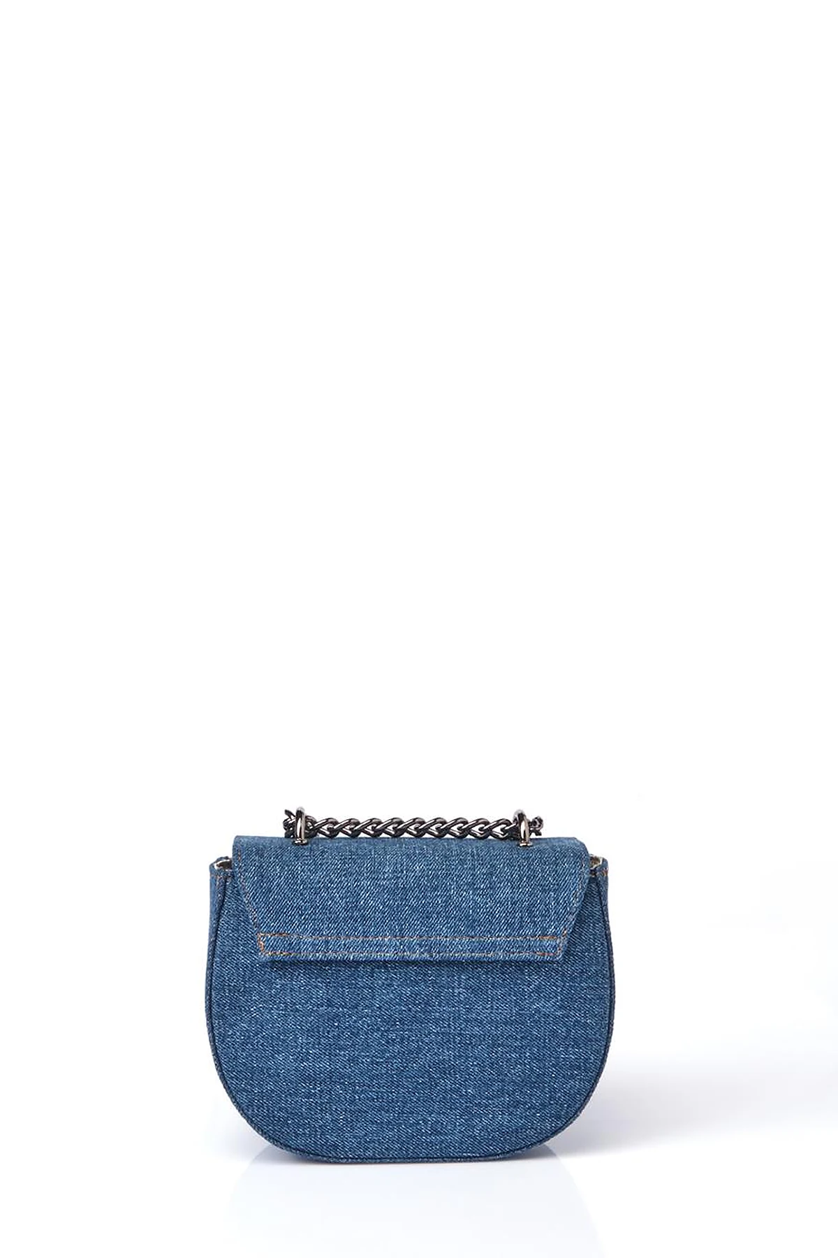 Lidded Denim Shoulder Bag Indigo