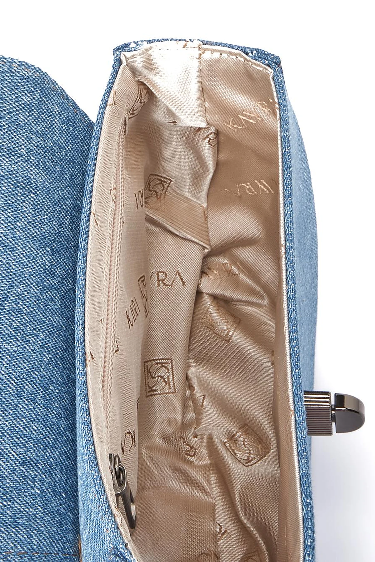 Lidded Denim Shoulder Bag Blue