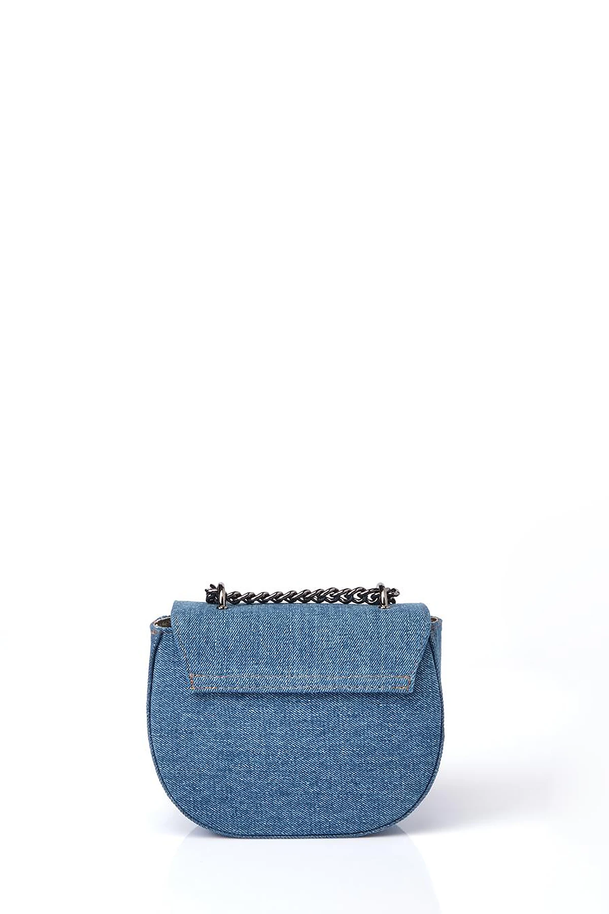 Lidded Denim Shoulder Bag Blue