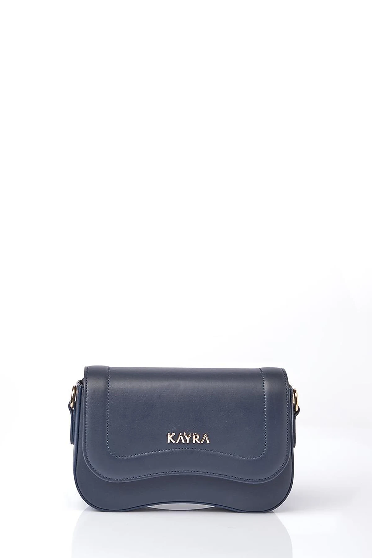 Lidded Mini Baguette Bag Navy Blue