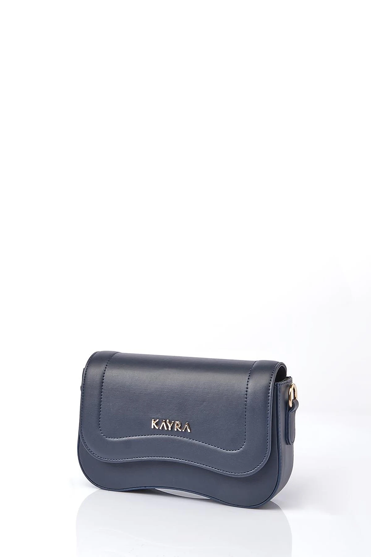 Lidded Mini Baguette Bag Navy Blue
