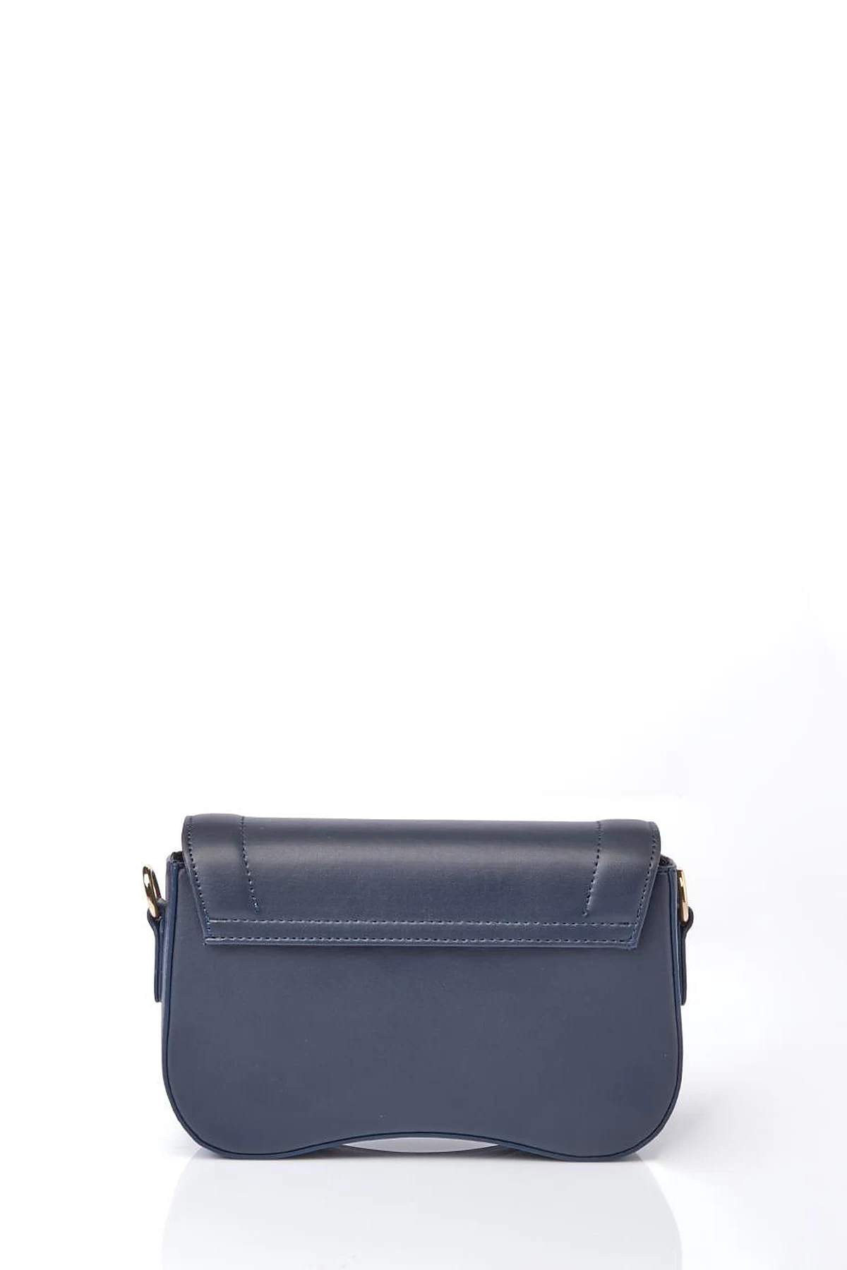 Lidded Mini Baguette Bag Navy Blue