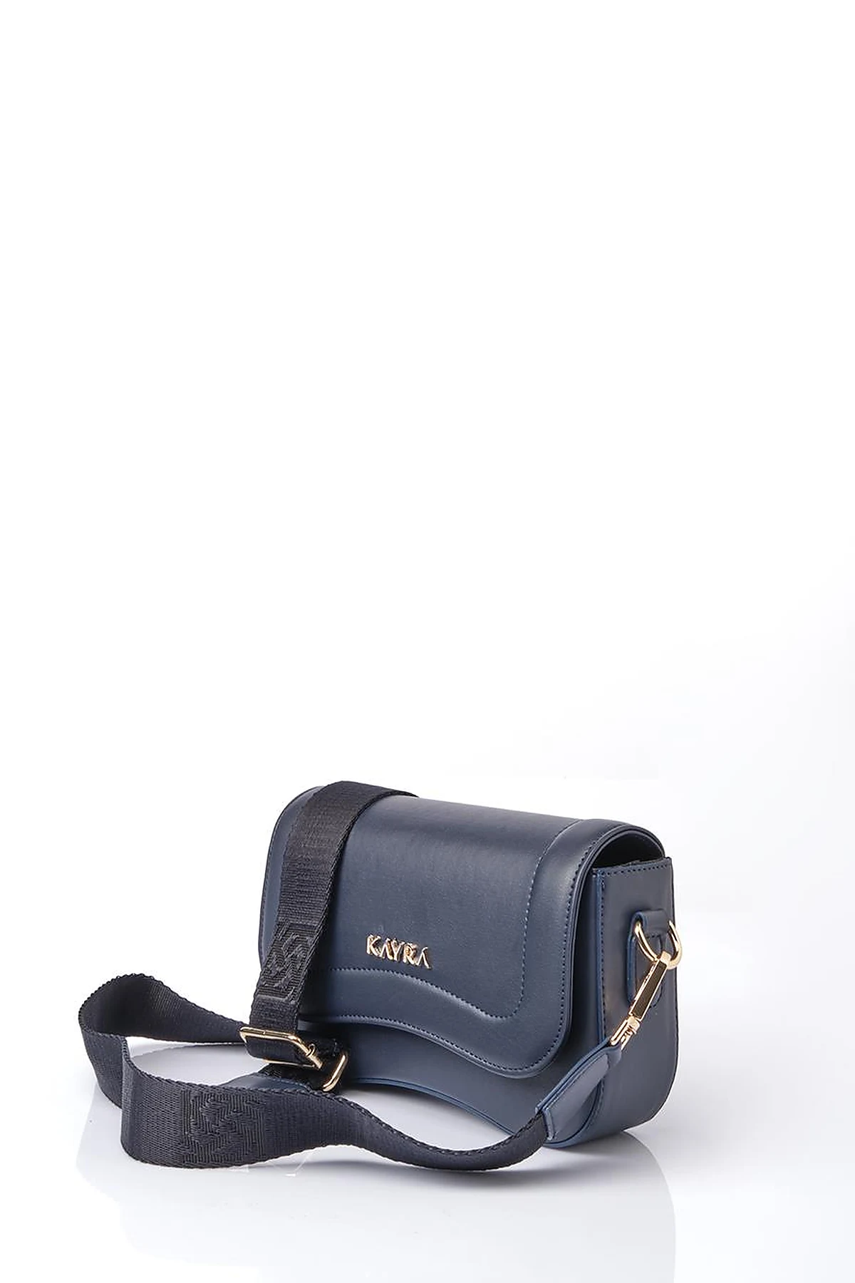 Lidded Mini Baguette Bag Navy Blue