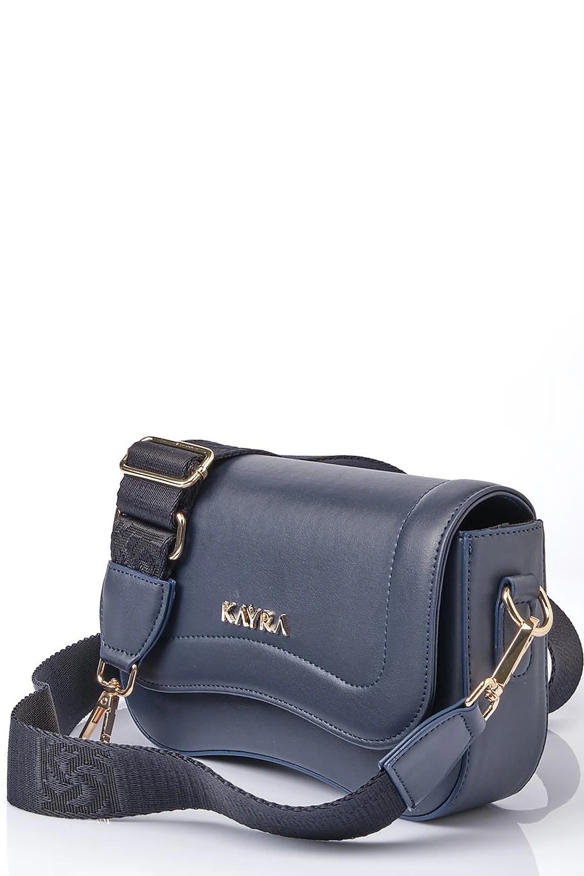 Lidded Mini Baguette Bag Navy Blue