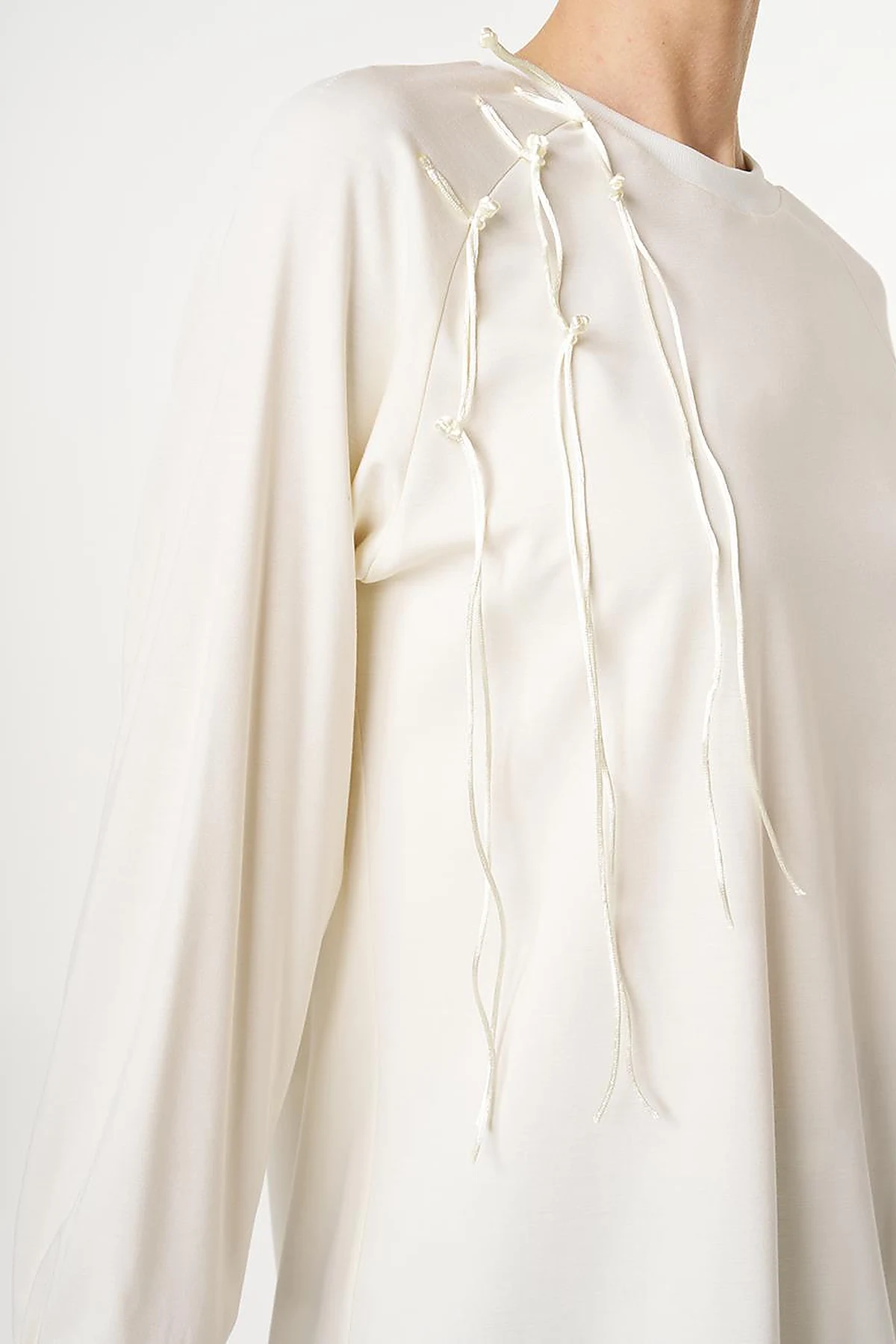 Ribbed Crew Neck Jersey Sweatshirt Ecru