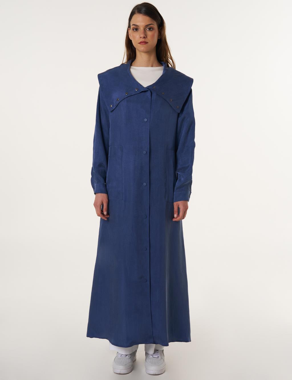 Snap-Button Lyocell Throw-On Indigo 