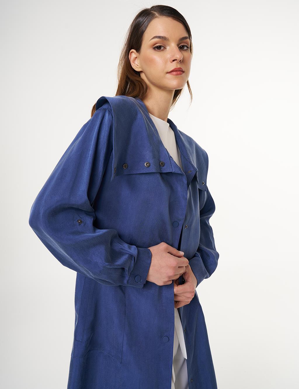 Snap-Button Lyocell Throw-On Indigo 