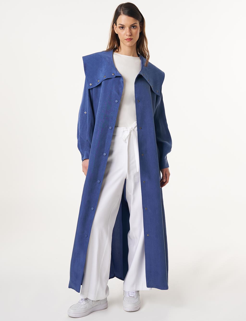 Snap-Button Lyocell Throw-On Indigo 