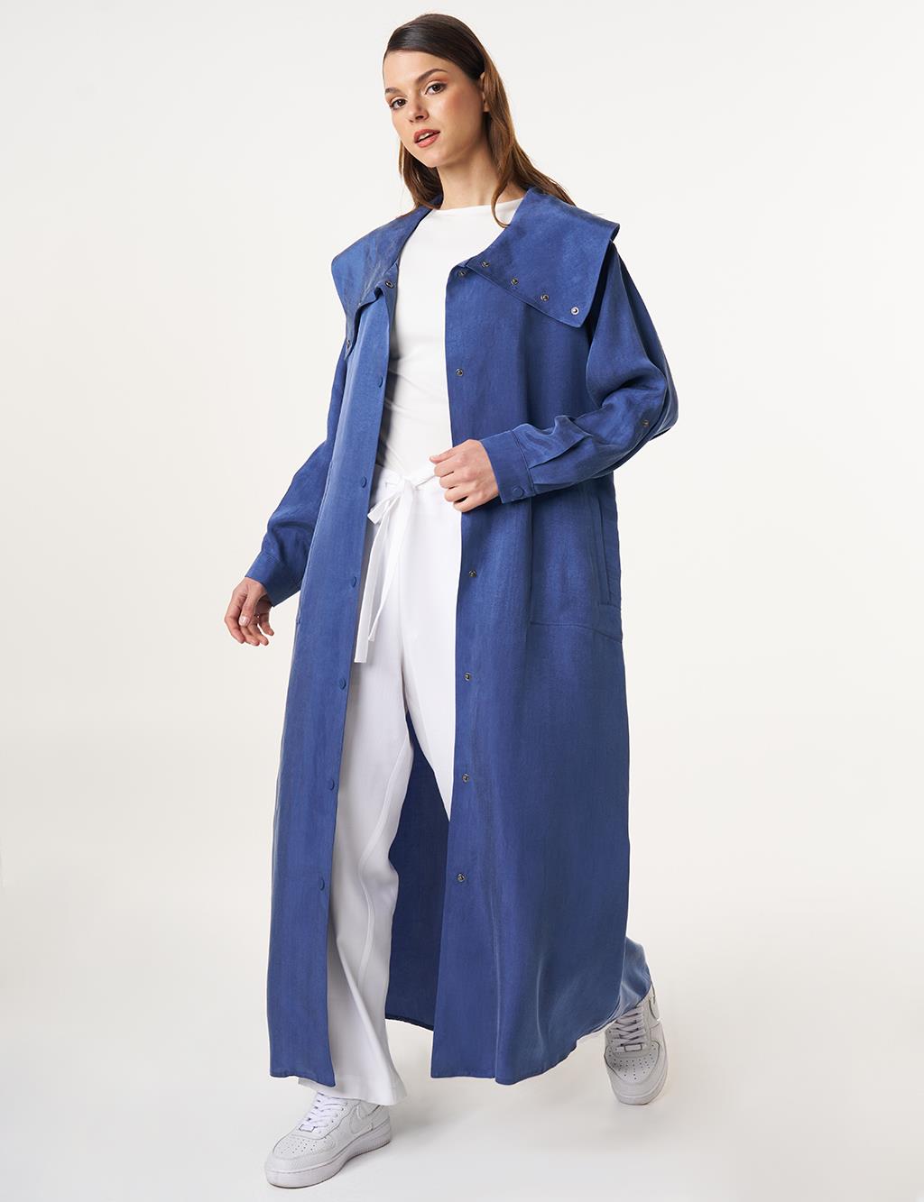 Snap-Button Lyocell Throw-On Indigo 