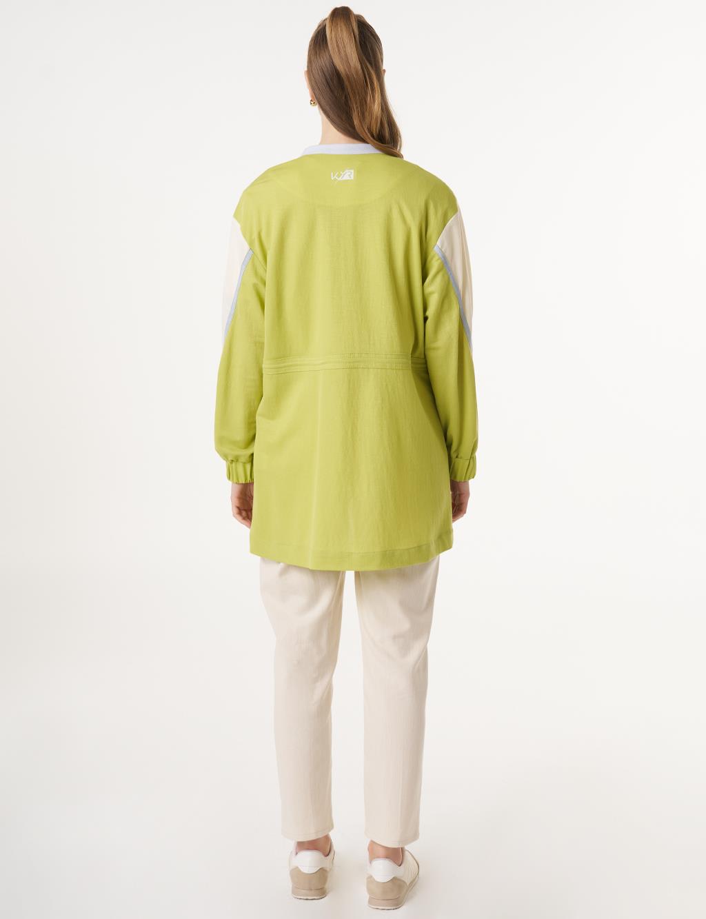 Patch Pocket Adjustable Waist Jacket in Pistachio Green