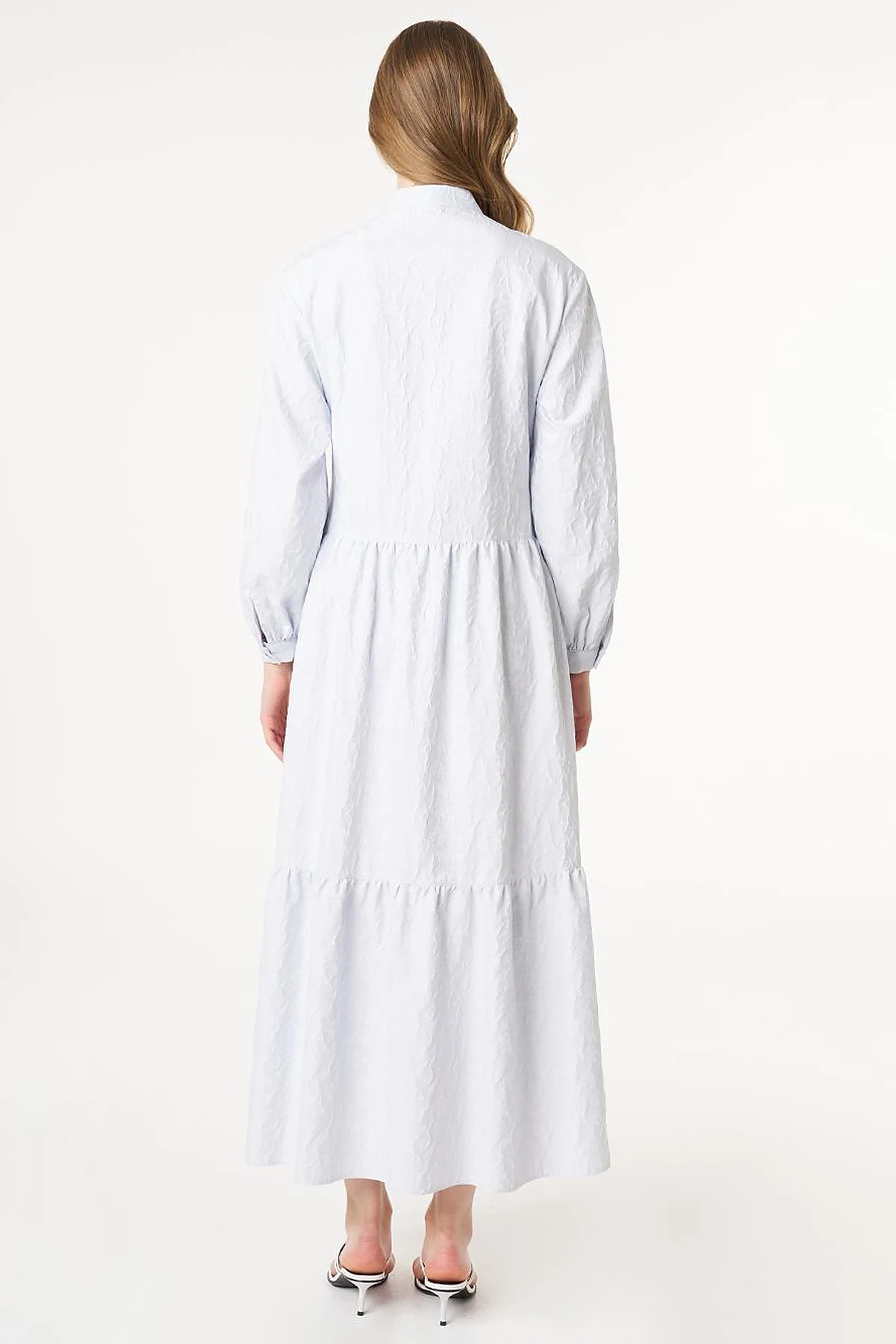 Bow-Detail Jacquard Dress Blue 